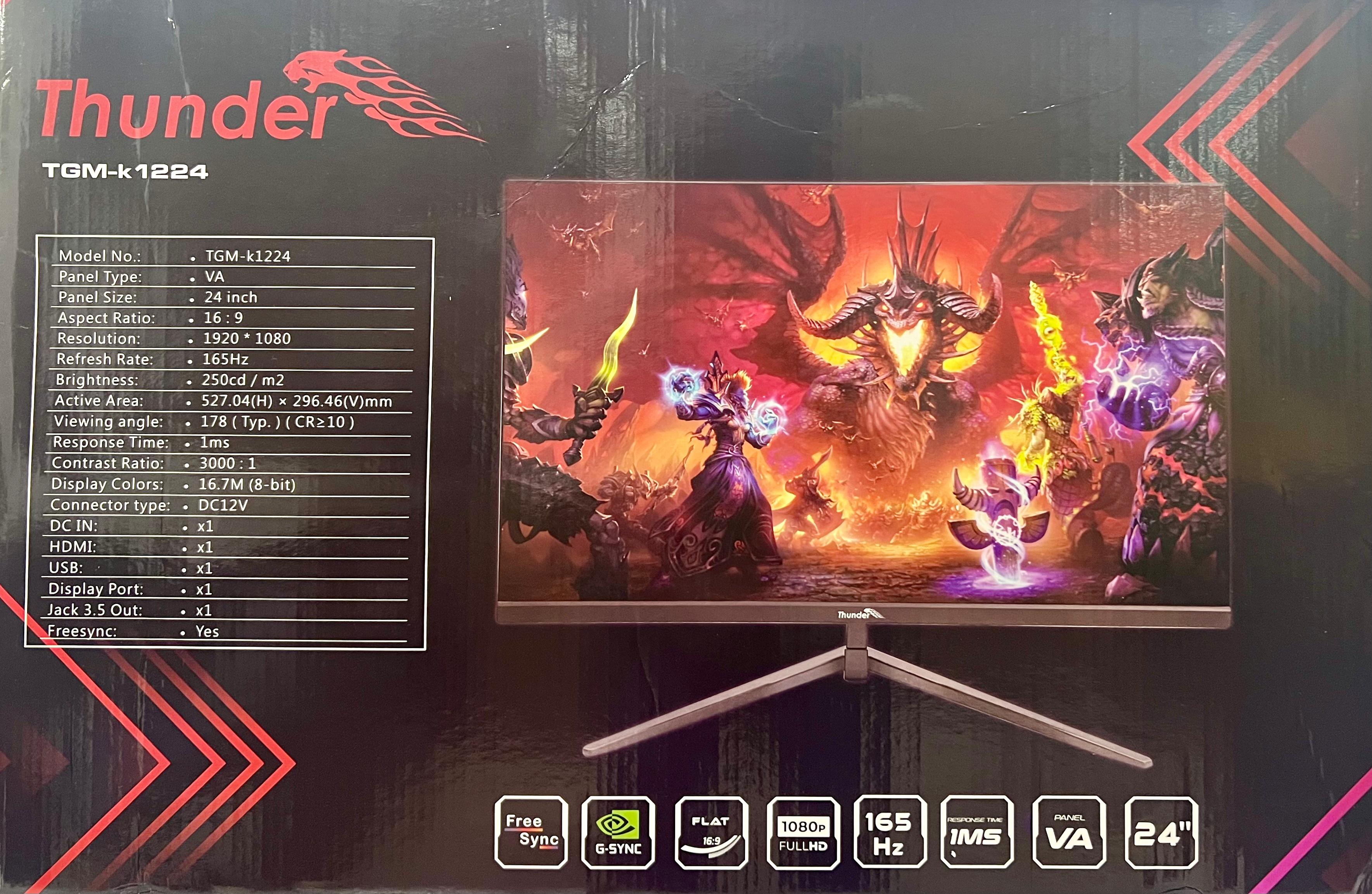 Thunder LED Gaming Monitor 24 Inch 165Hz 1080p VA TGM K122G Thunder LED Gaming Monitor 24 Inch 165Hz 1080p VA TGM K122G